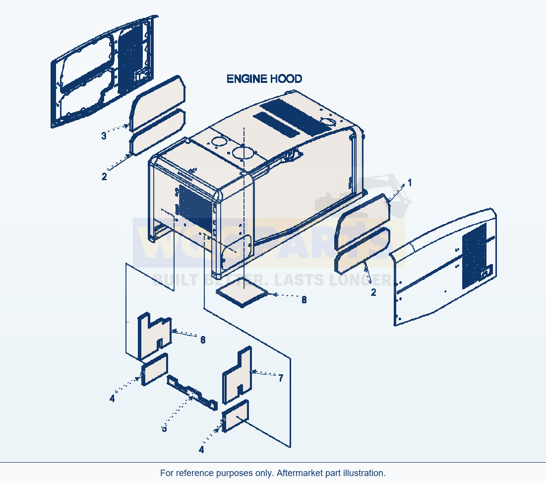 Komatsu WA320-5L Hood Sound Insulation parts diagram