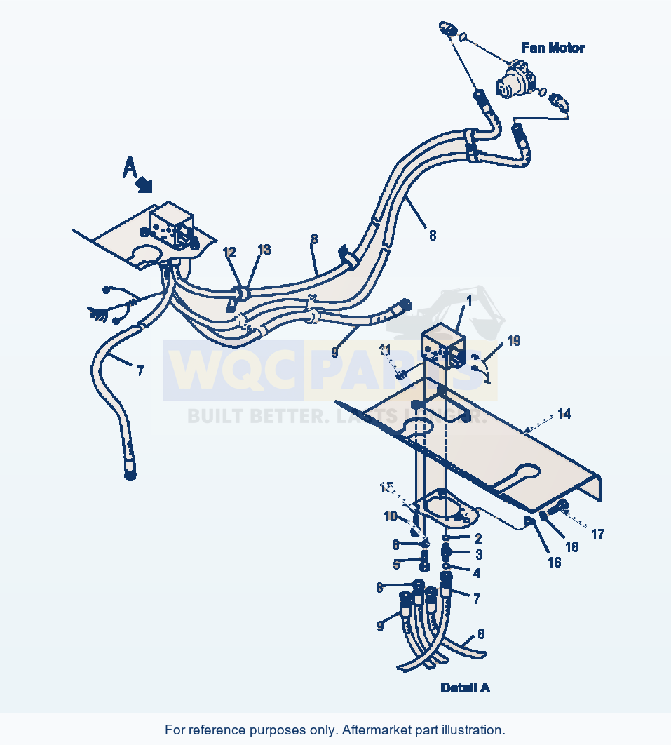 Komatsu WA320-5L Auto-Reverse Fan Piping For Waste Handler parts diagram