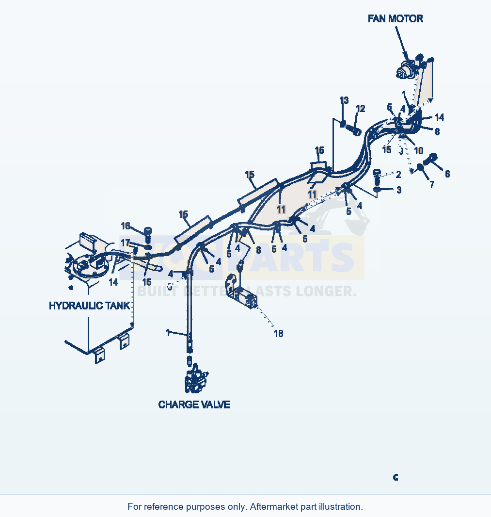 Komatsu WA320-5L Fan Drive Piping parts diagram