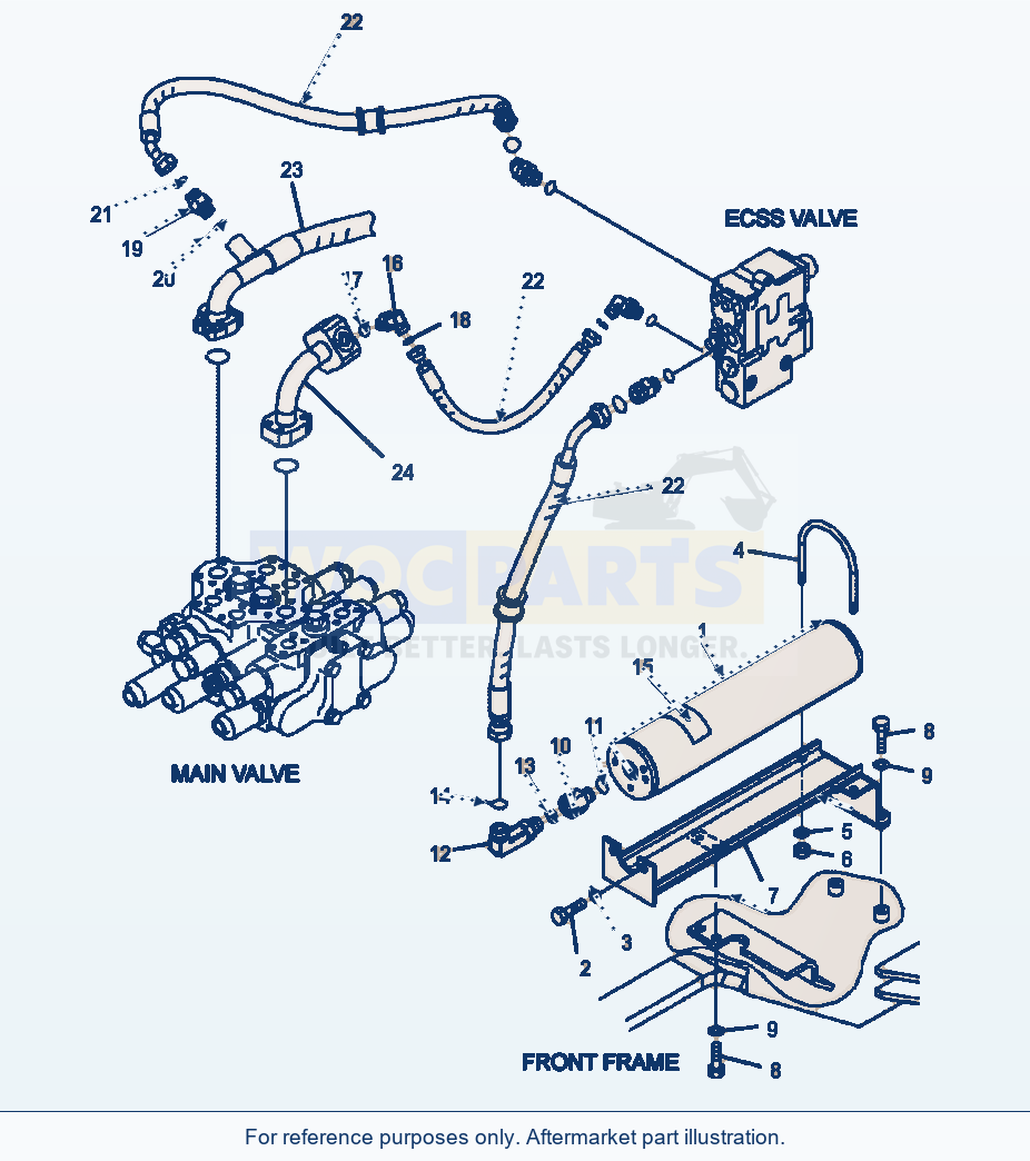 Komatsu WA320-5L Hydraulic Piping Ecss Accumulator Mounting parts diagram