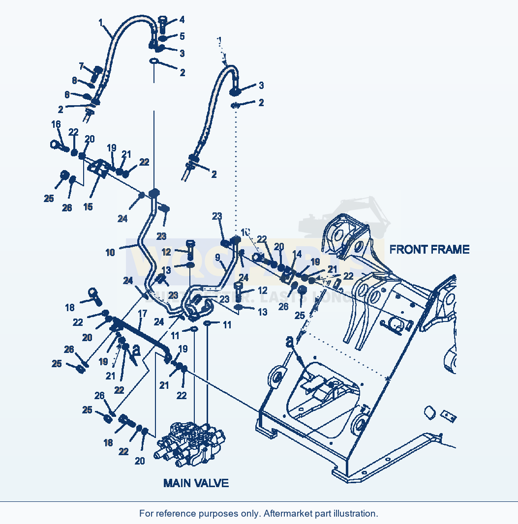 Komatsu WA320-5L Hydraulic Piping Hose (3-Spool Valve) parts diagram