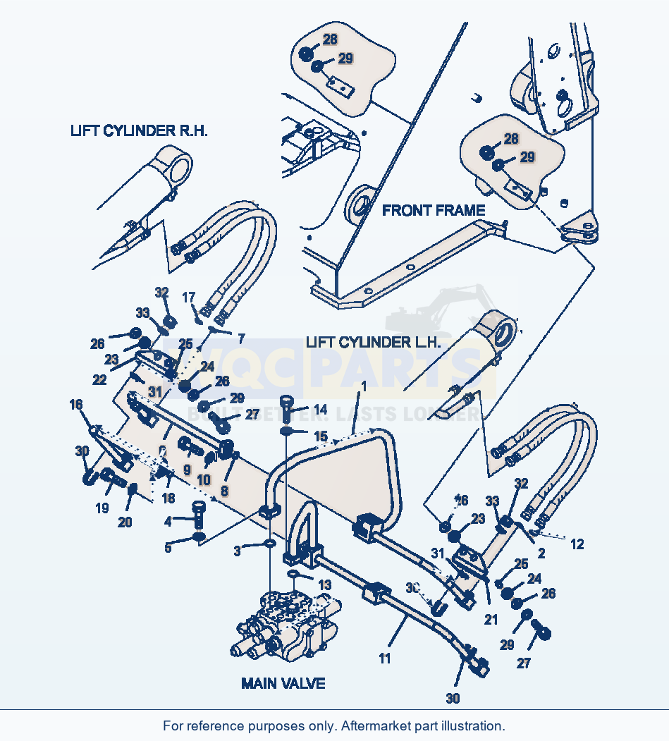 Komatsu WA320-5L Hydraulic Piping Lift Cylinder Line parts diagram