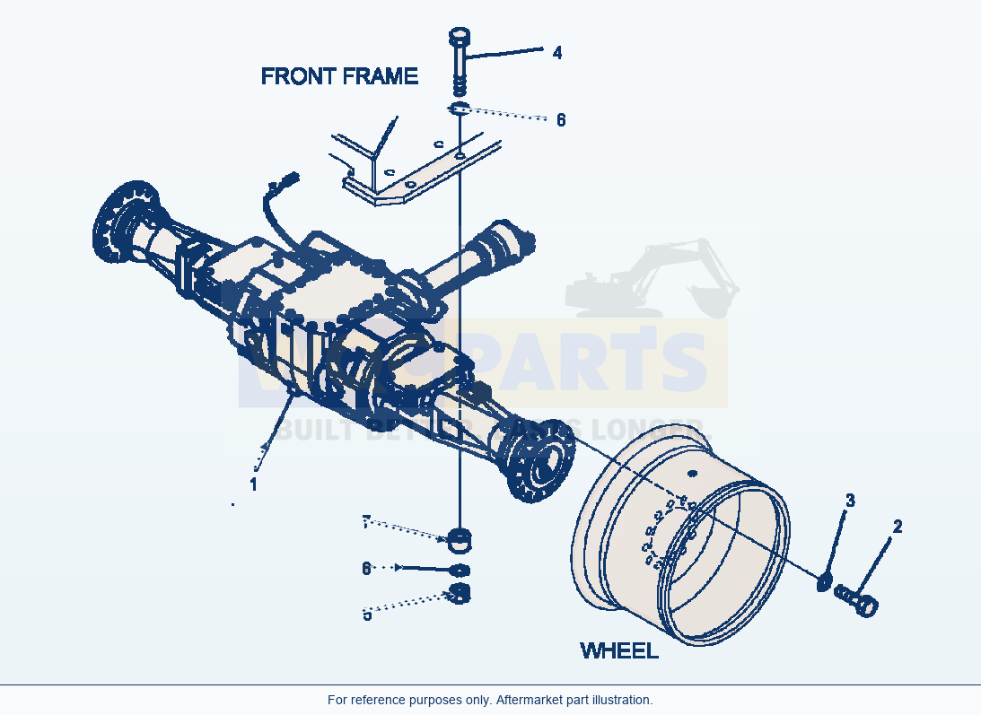 Komatsu WA320-5L Front Axle Mounting parts diagram