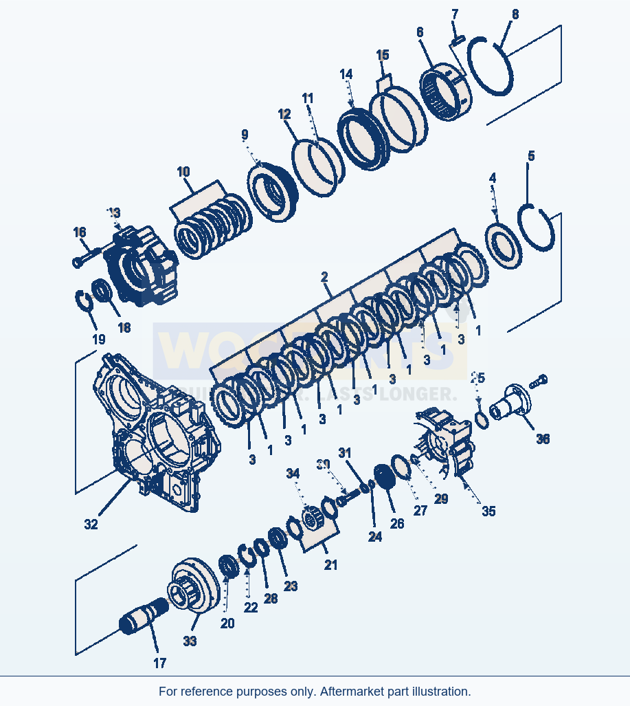 Komatsu WA320-5L Transfer Case Clutch Housing parts diagram
