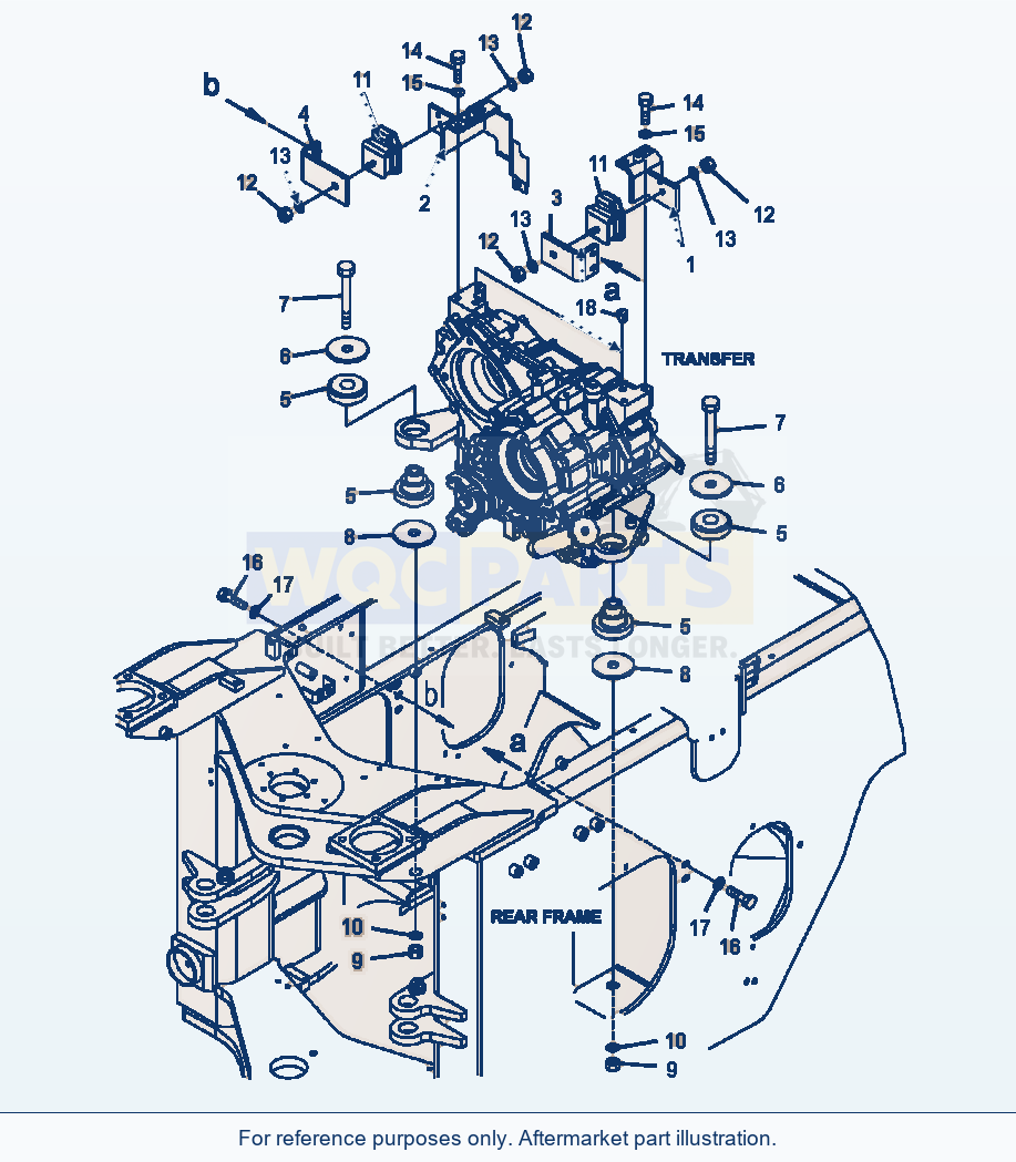 Komatsu WA320-5L Transfer Mount Frame parts diagram