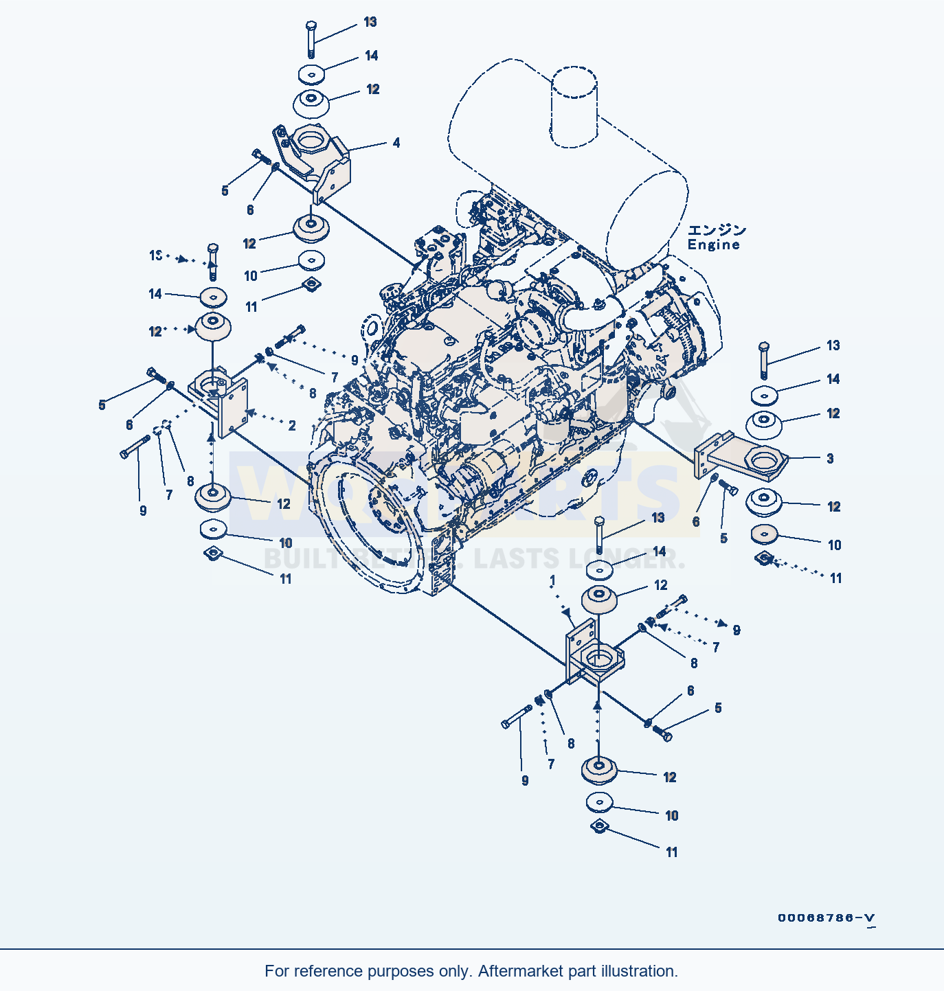 Komatsu WA320-6 Engine Mounting parts diagram