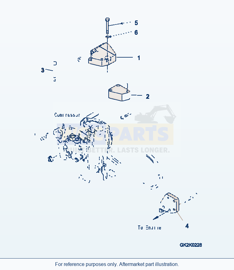 Komatsu WA320-6 Engine Related Parts, Engine Side, Bracket parts diagram