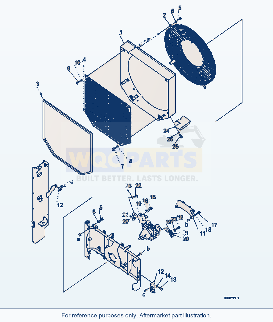 Komatsu WA320-6 Radiator, With Air Conditioner, Fan Guard parts diagram
