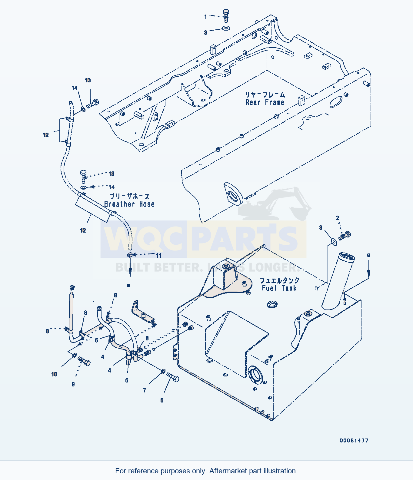 Komatsu WA320-6 Fuel Tank, Mounting parts diagram