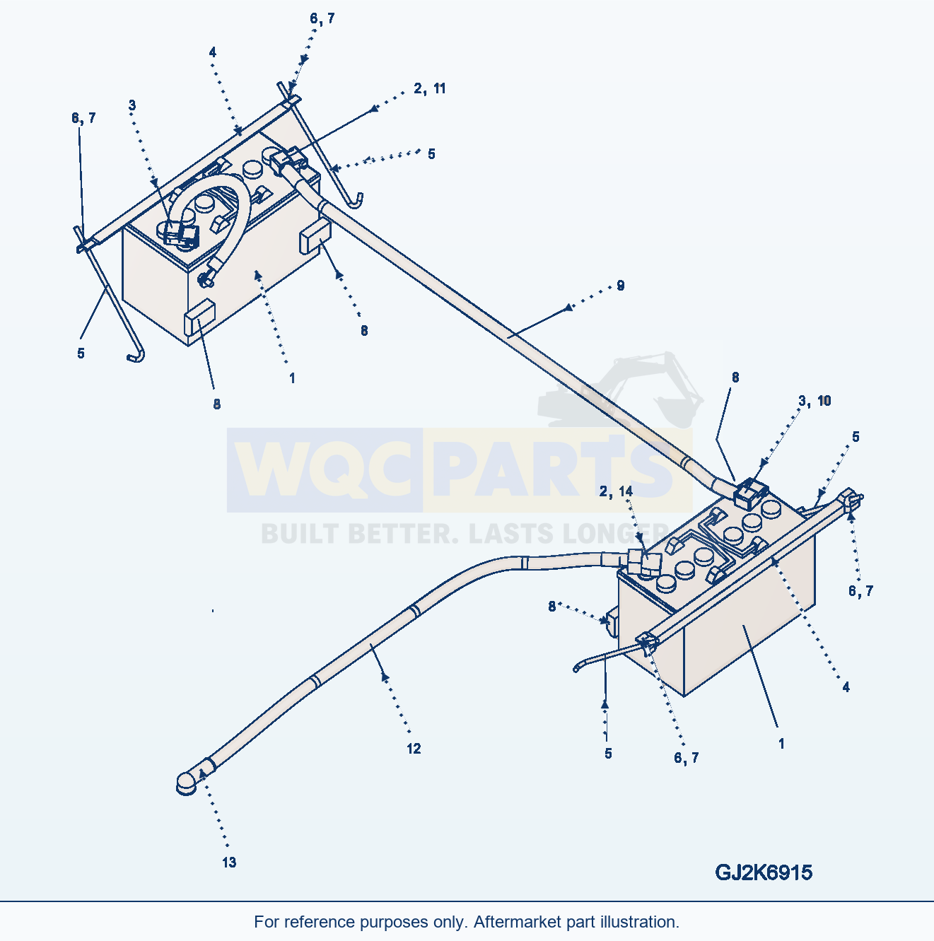 Komatsu WA320-6 Battery, 110 Ampere, Battery parts diagram