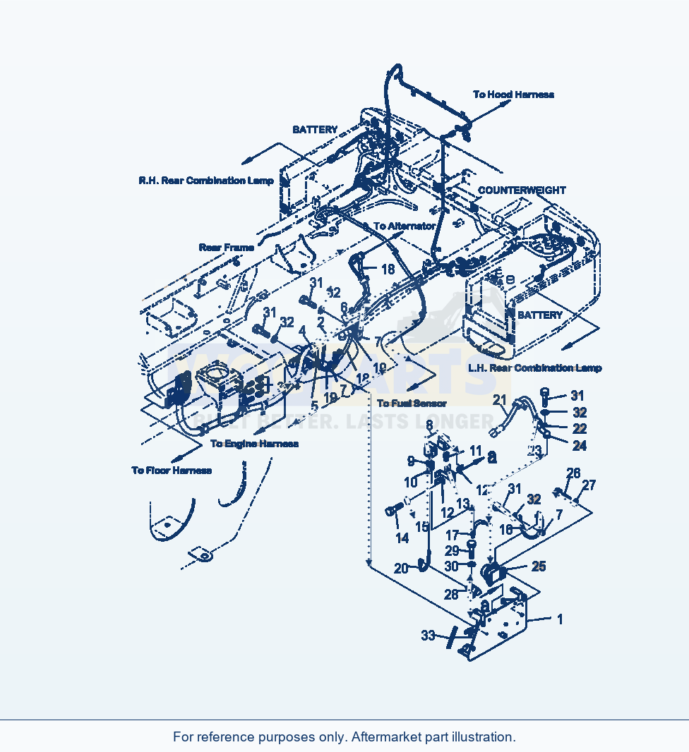 Komatsu WA320-6 Wiring Harness Rear Frame - Main parts diagram
