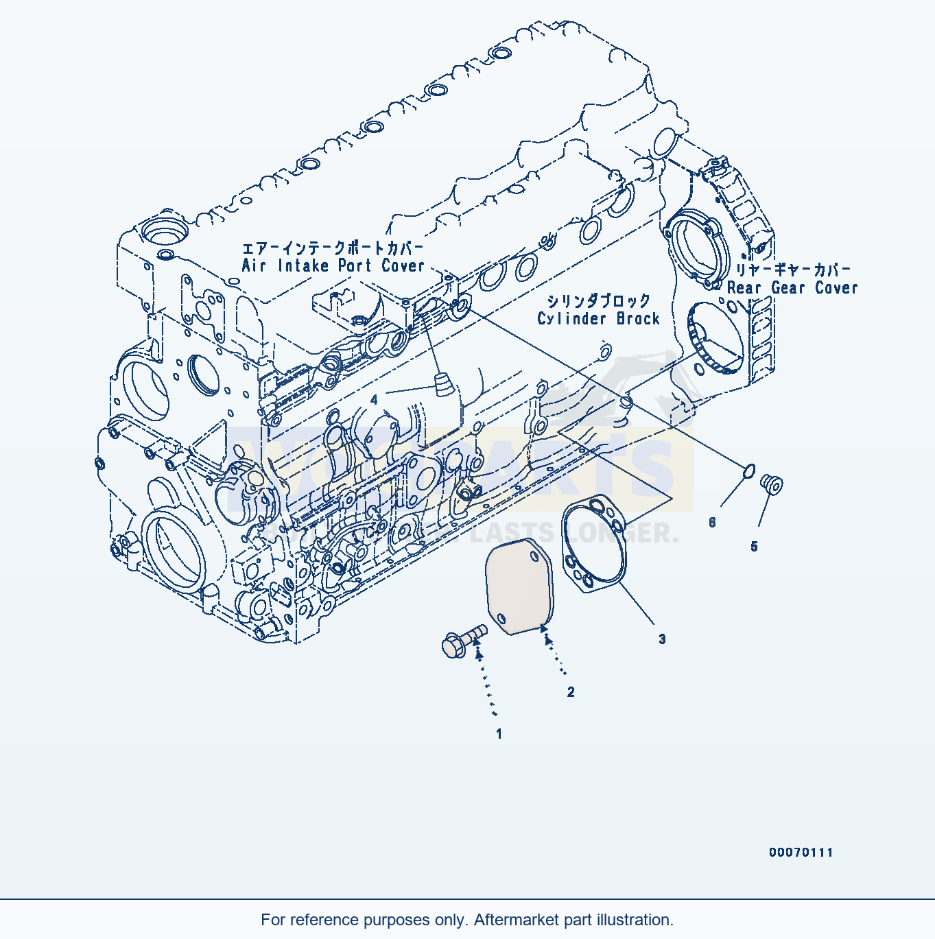 Komatsu WA320-6 Rear Gear Cover Fitting Parts (Adr20-001001) parts diagram