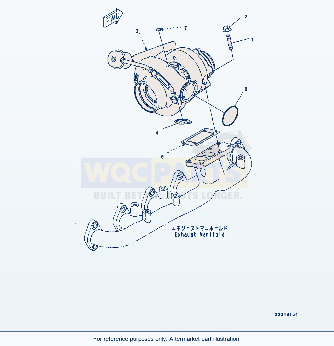 Komatsu WA320-6 Turbocharger parts diagram