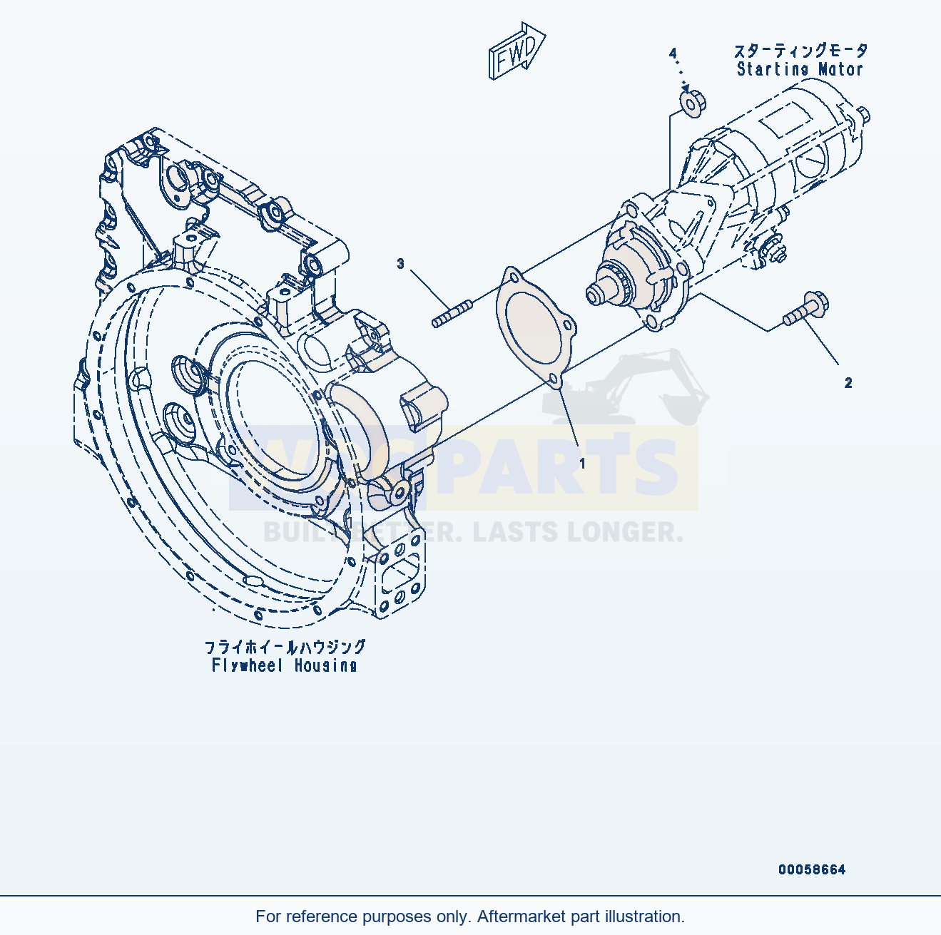 Komatsu WA320-6 Starting Motor Mounting, 5.5Kw (Asm00-001001) parts diagram