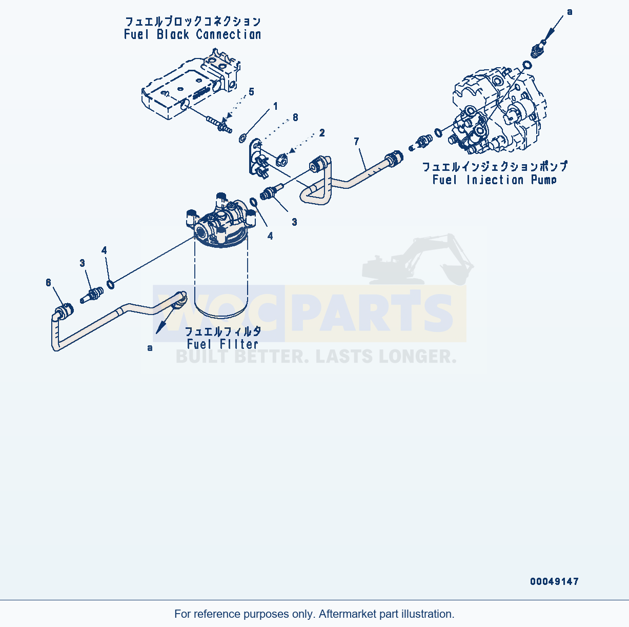 Komatsu WA320-6 Fuel Filter Piping (Aff20-001001) parts diagram