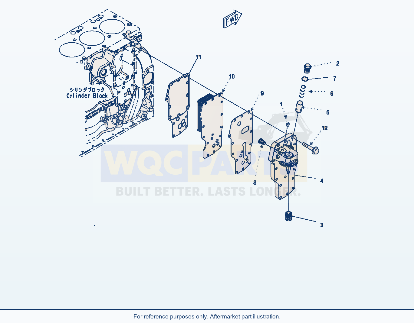 Komatsu WA320-6 Engine Oil Cooler (Alc00-001001) parts diagram