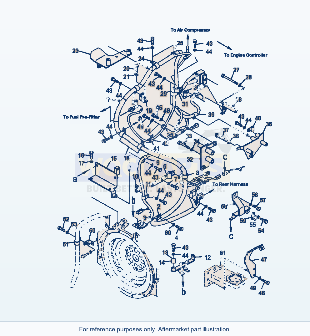Komatsu WA320-6 Engine Harness Air Conditioner parts diagram