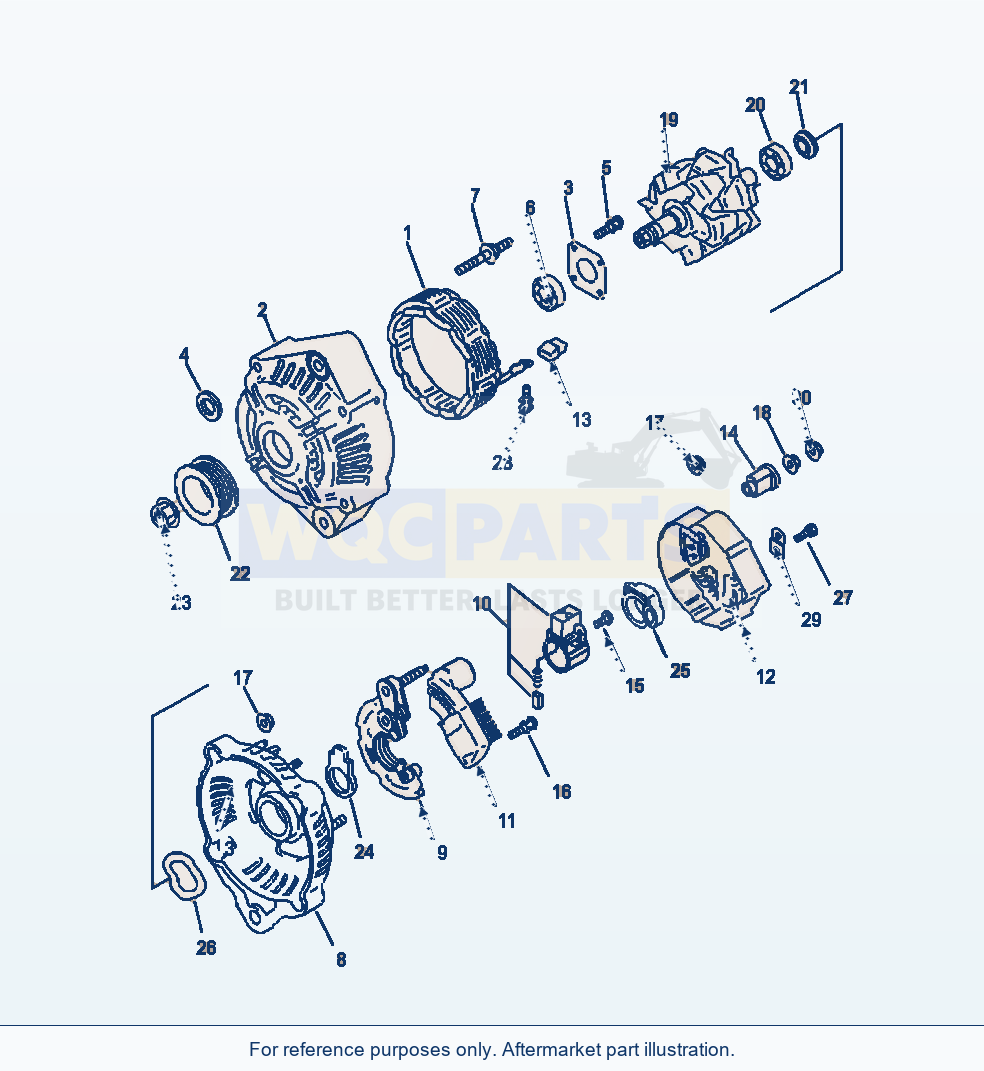 Komatsu WA320-6 Alternator 24 V - 60 Amp parts diagram
