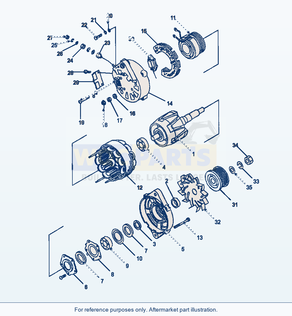 Komatsu WA320-6 Alternator 24 V - 90 Amp parts diagram