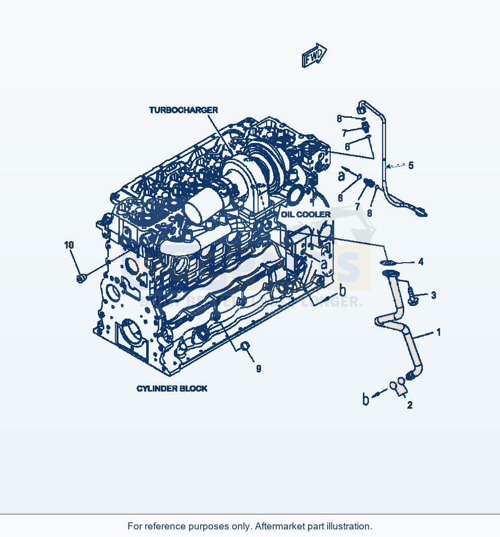 Komatsu WA320-6 Turbocharger Oil Piping Serial A34001-UP parts diagram