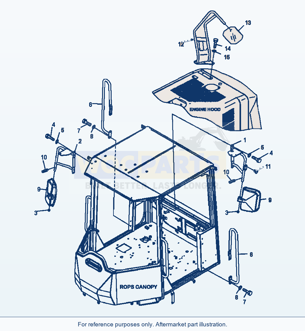 Komatsu WA320-6 Mirror And Cab Handrails For Canopy parts diagram