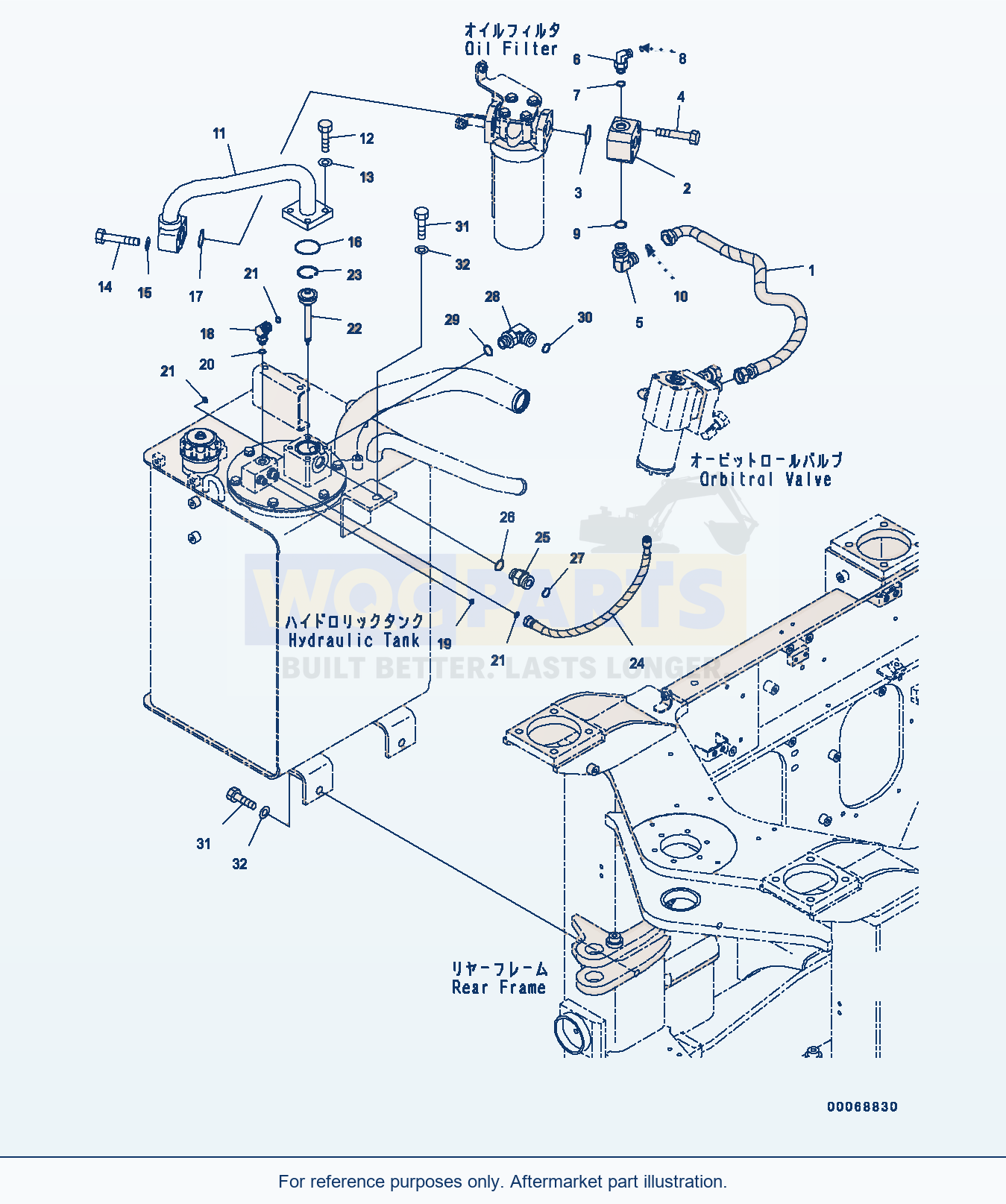 Komatsu WA320-6 Hydraulic Oil Tank, Hydraulic Tank Piping parts diagram