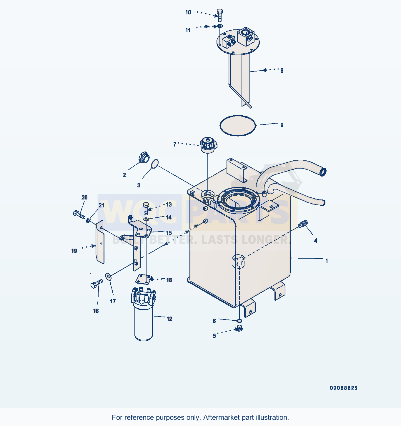 Komatsu WA320-6 Hydraulic Oil Tank, Tank parts diagram