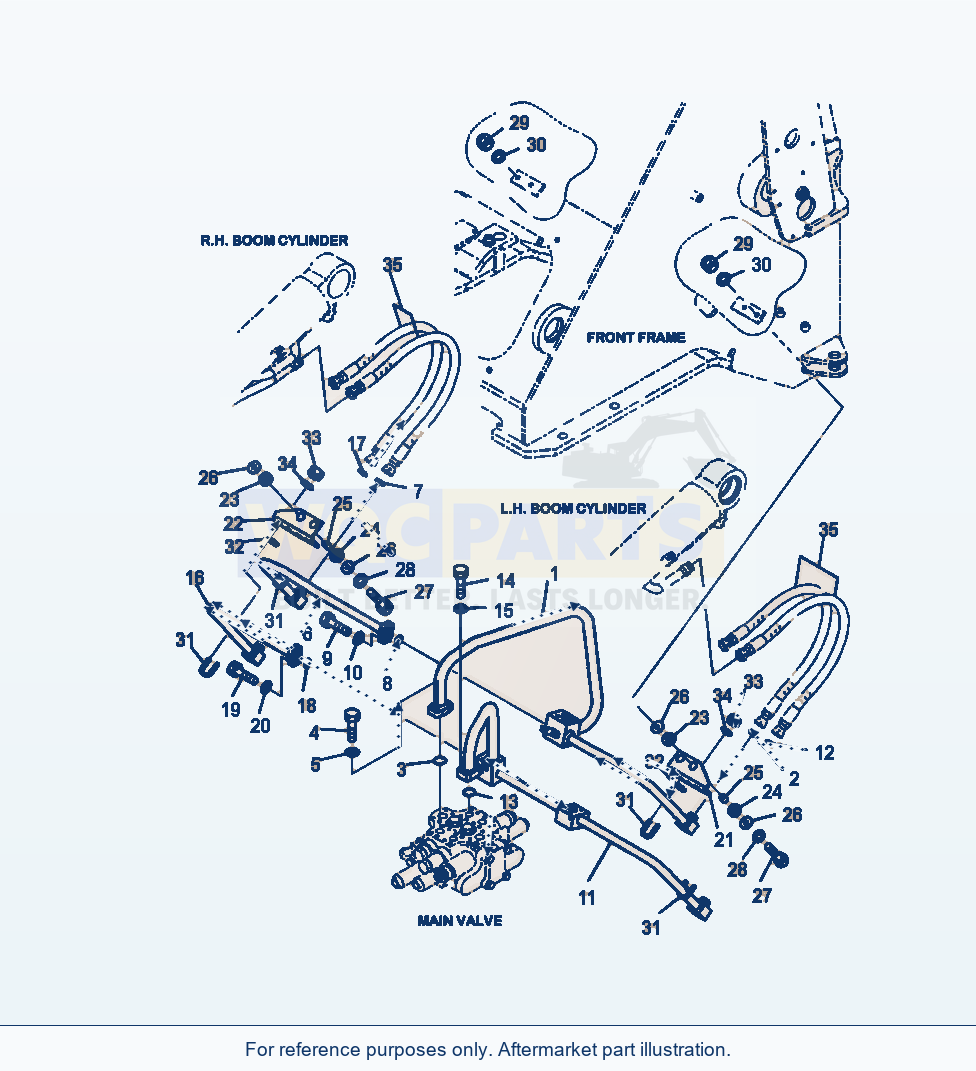 Komatsu WA320-6 Hydraulic Piping Boom Cylinder Line parts diagram