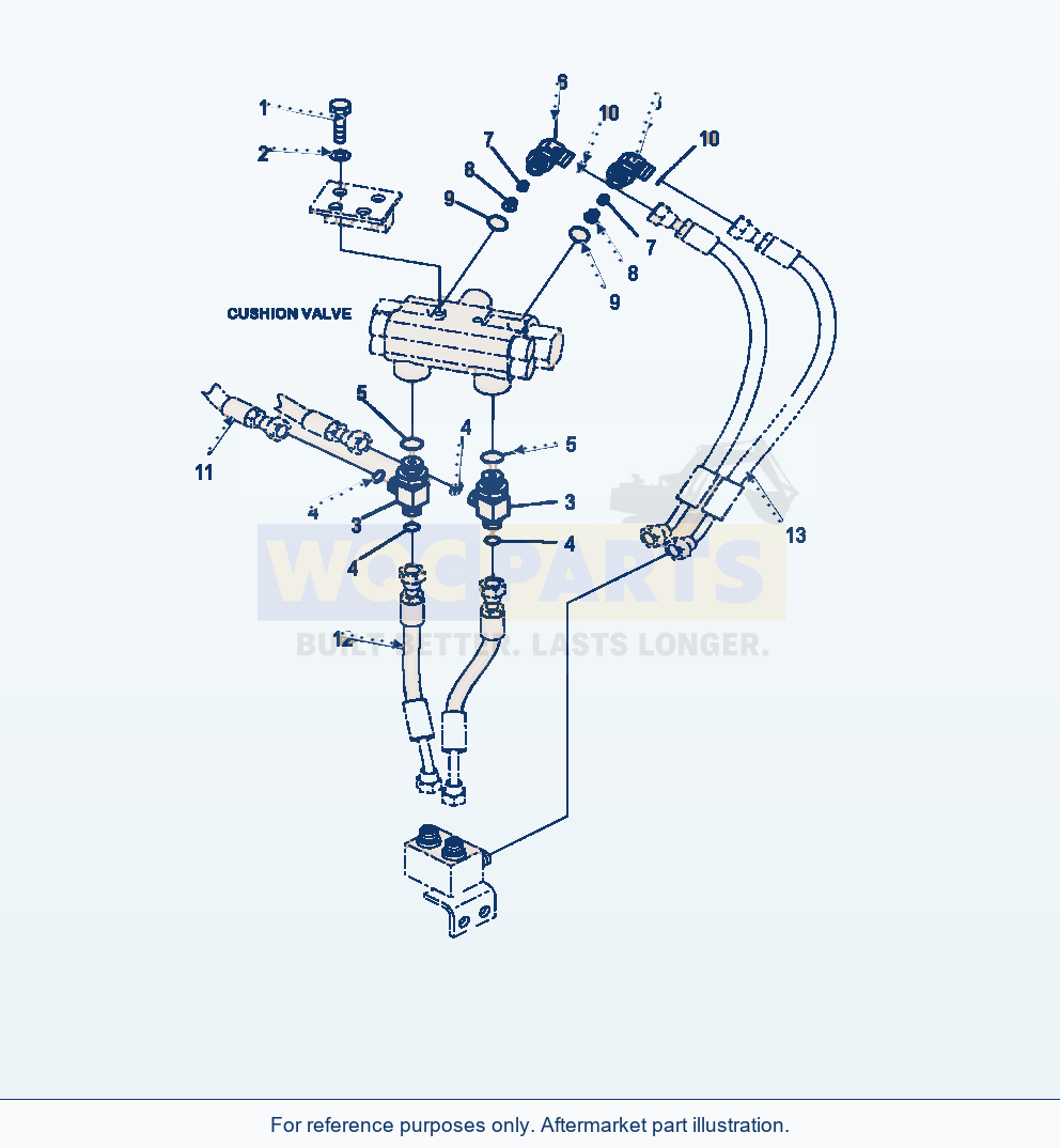 Komatsu WA320-6 Steering Line Cushion Valve Mounting parts diagram