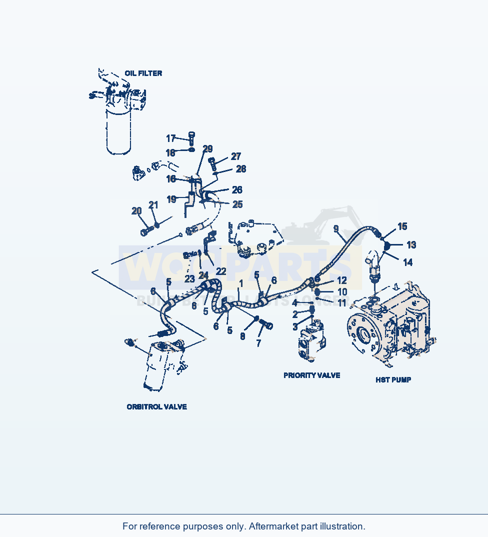 Komatsu WA320-6 Steering Valve Piping parts diagram