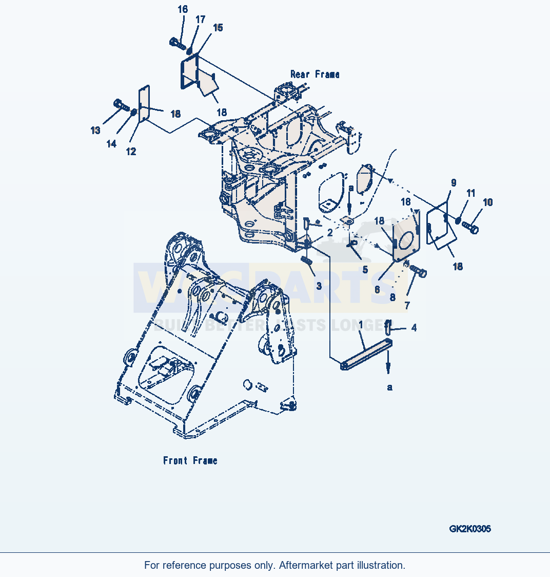 Komatsu WA320-6 Articulate Lock Bar And Frame Cover parts diagram