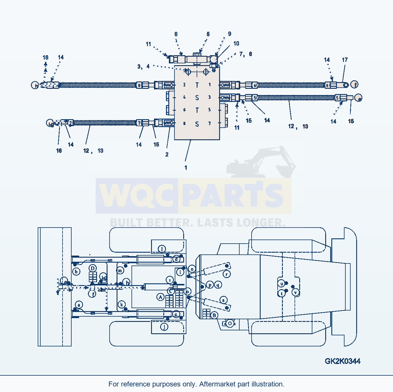 Komatsu WA320-6 Central Lubrication System, Feeder Bellcrank parts diagram