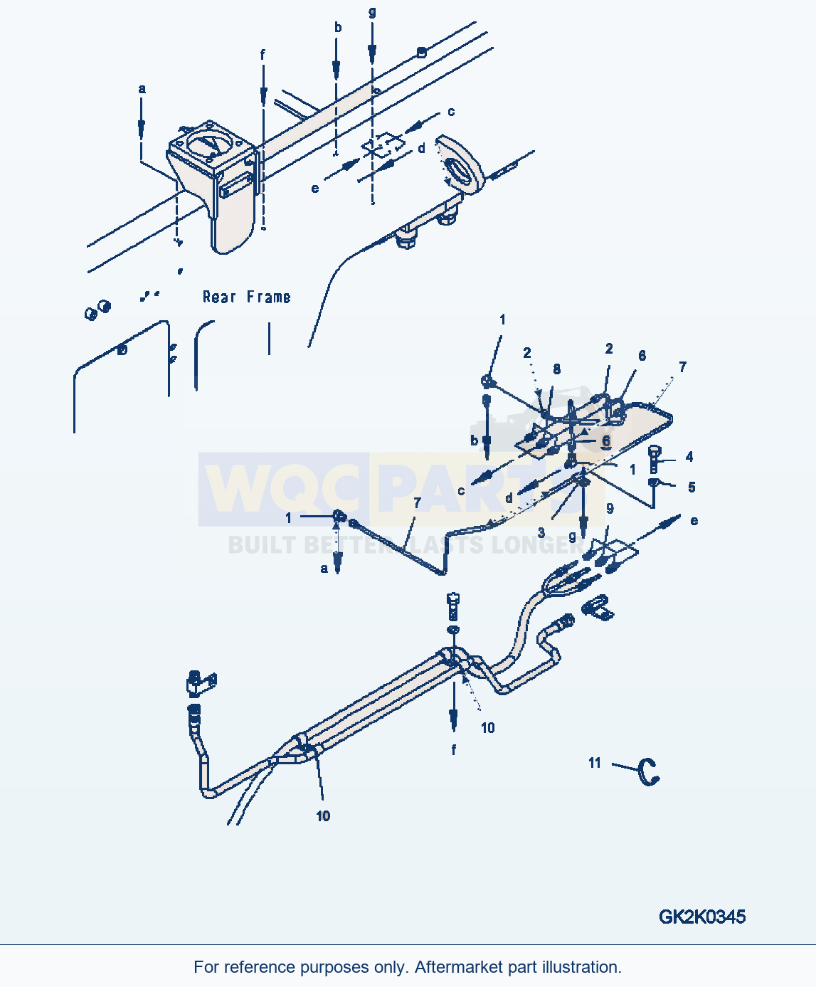 Komatsu WA320-6 Central Lubrication System, Rear Frame Piping parts diagram