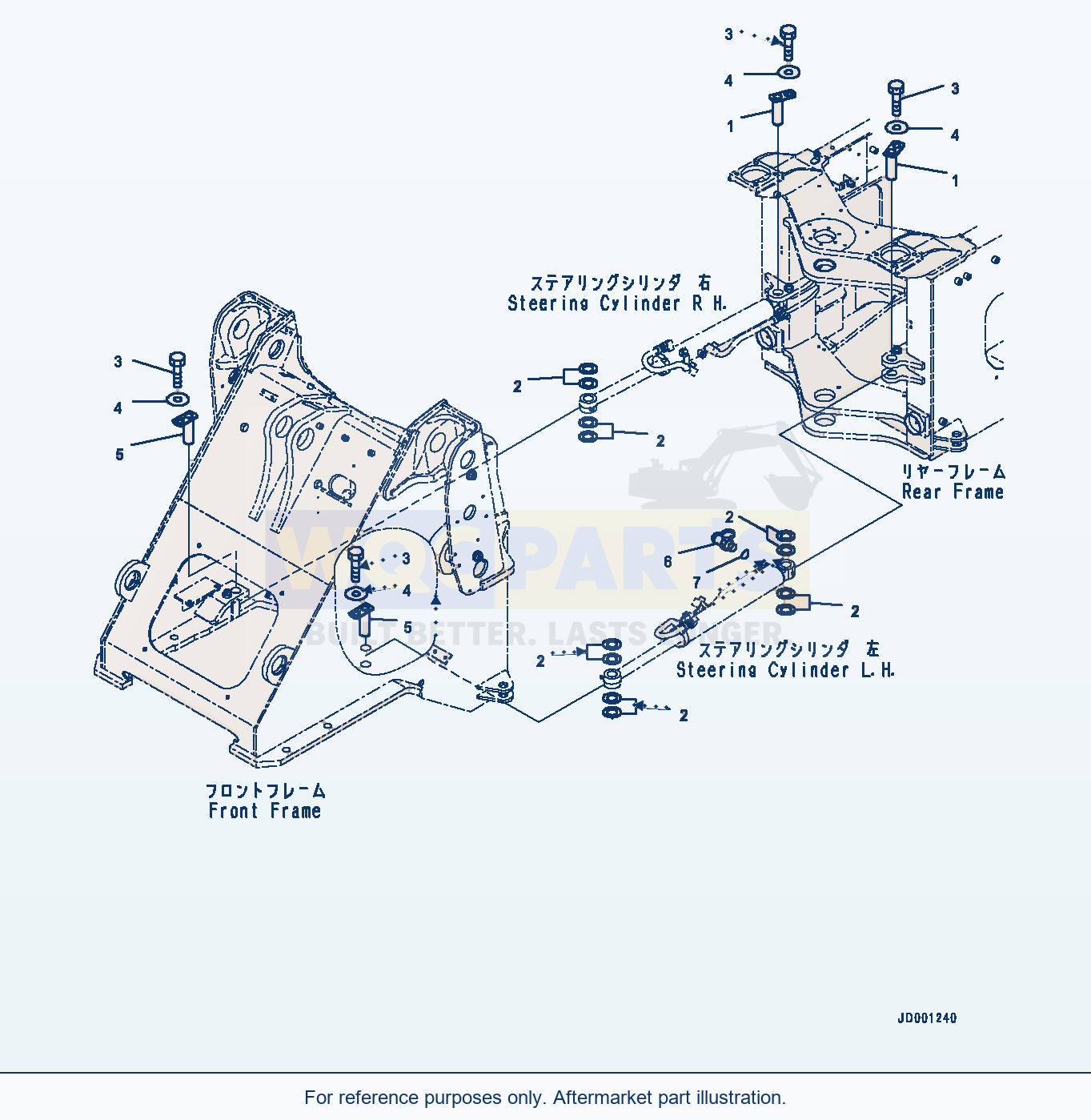 Komatsu WA320-6 Steering Cylinder, Mounting parts diagram