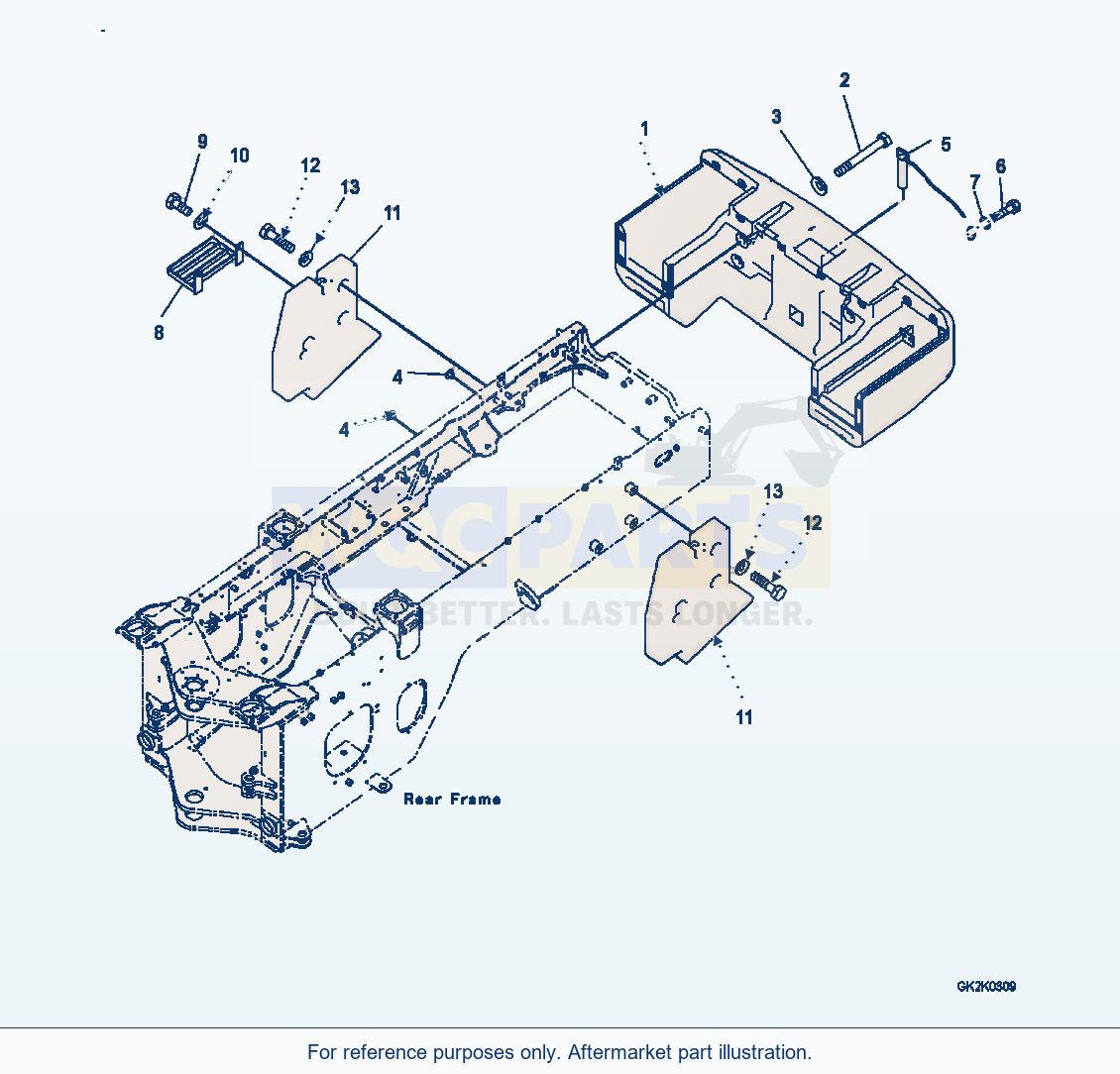 Komatsu WA320-6 Counterweight, With Additional Weight parts diagram