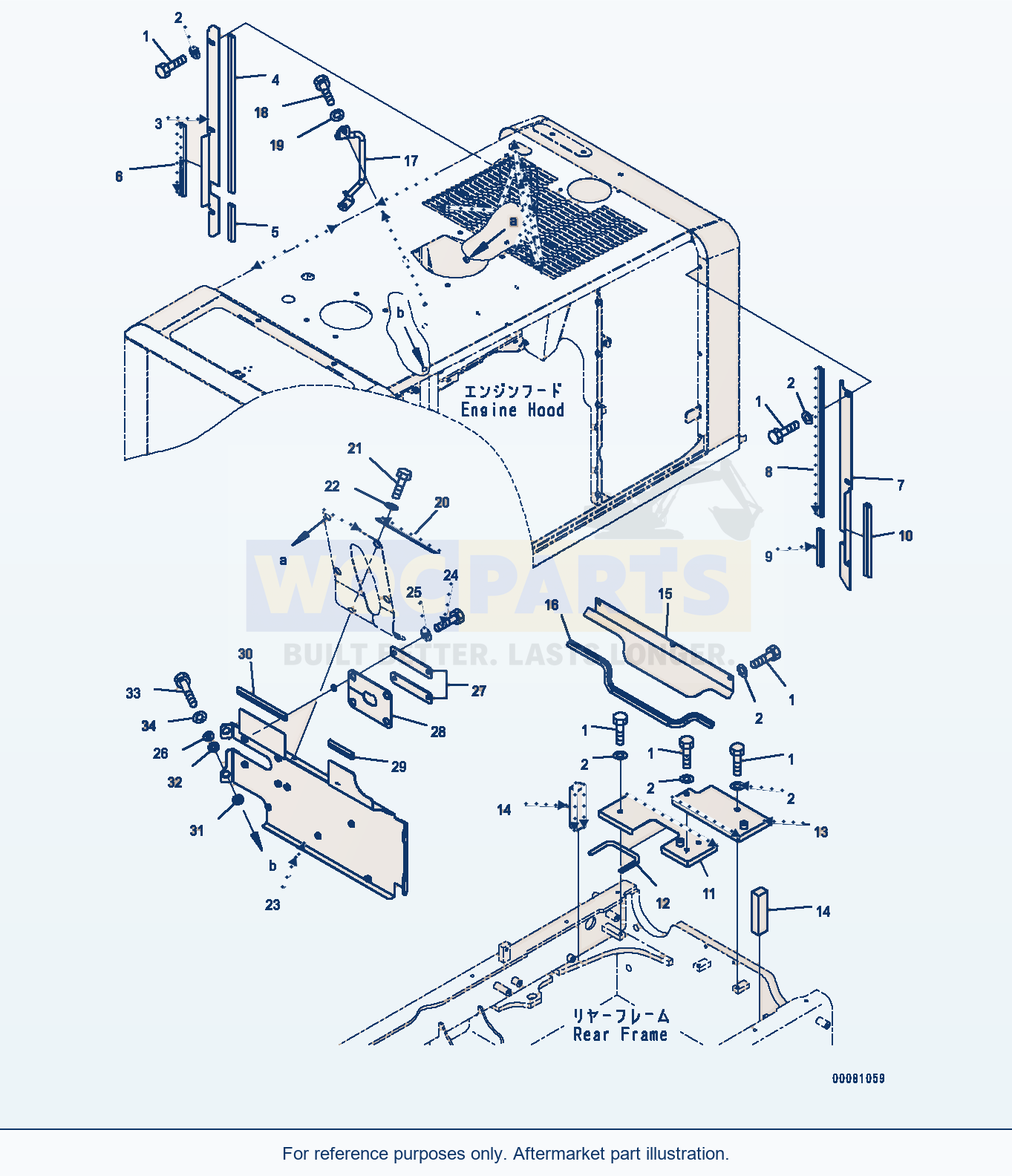 Komatsu WA320-6 Engine Hood, Baffle Plate parts diagram