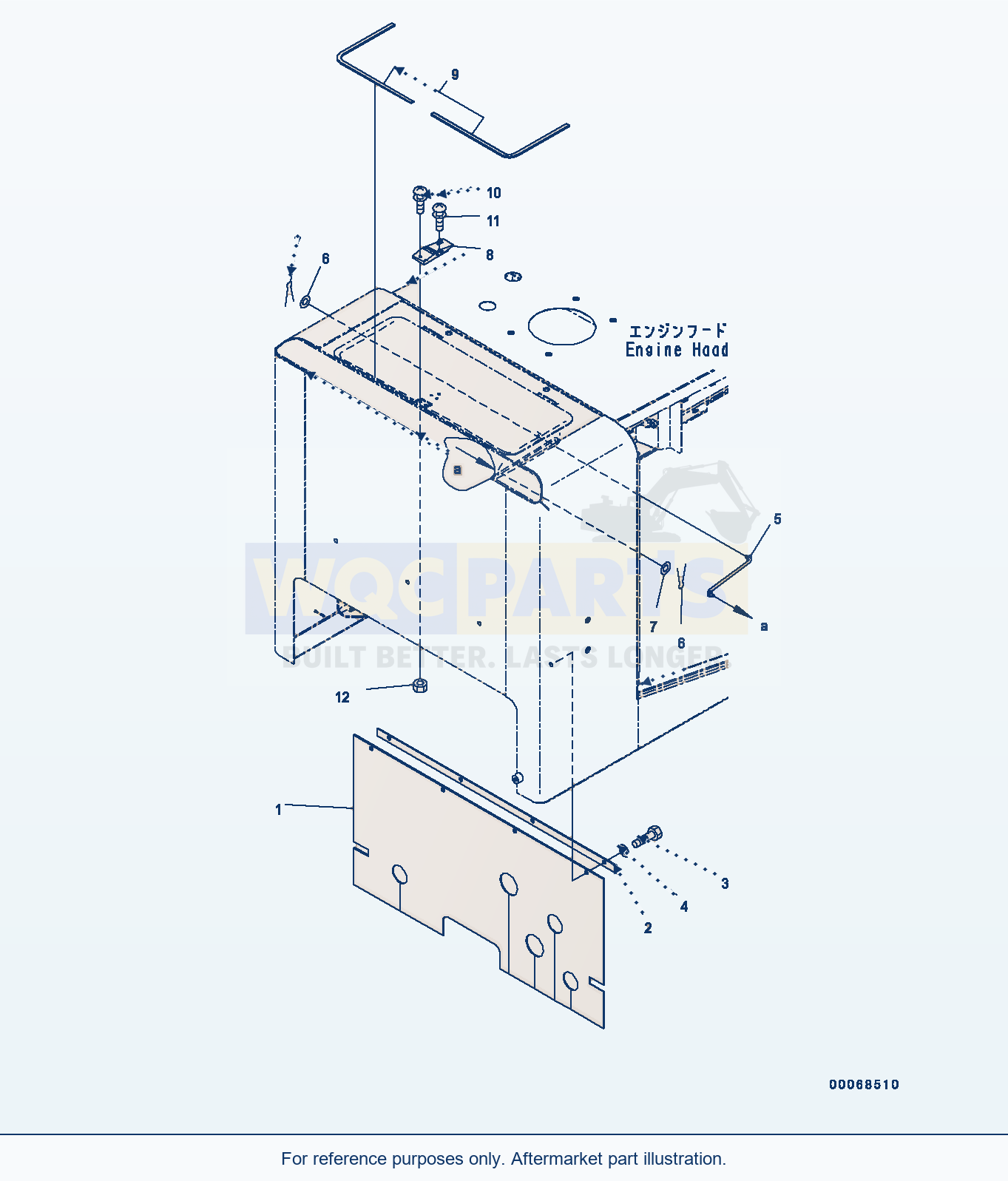 Komatsu WA320-6 Engine Hood, Bulkhead parts diagram