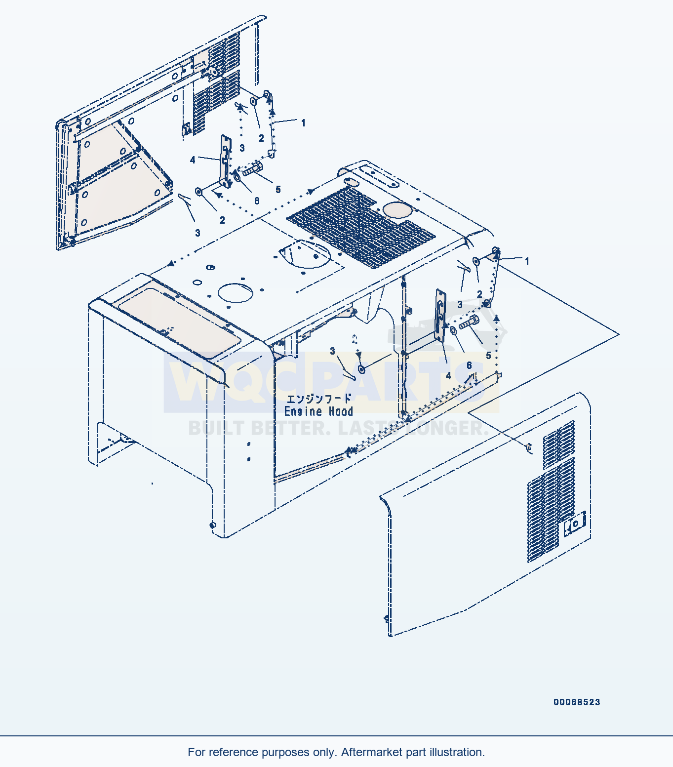 Komatsu WA320-6 Engine Hood, Door Lock parts diagram