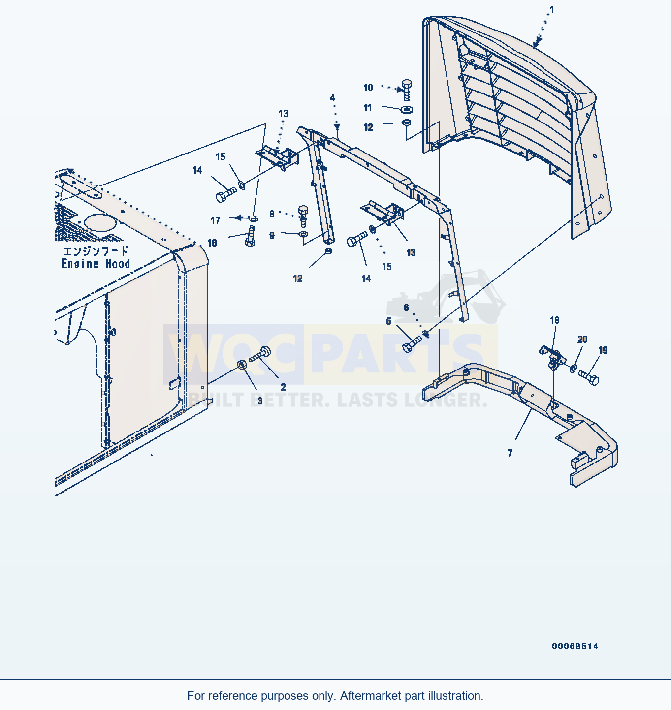 Komatsu WA320-6 Engine Hood, Grille parts diagram