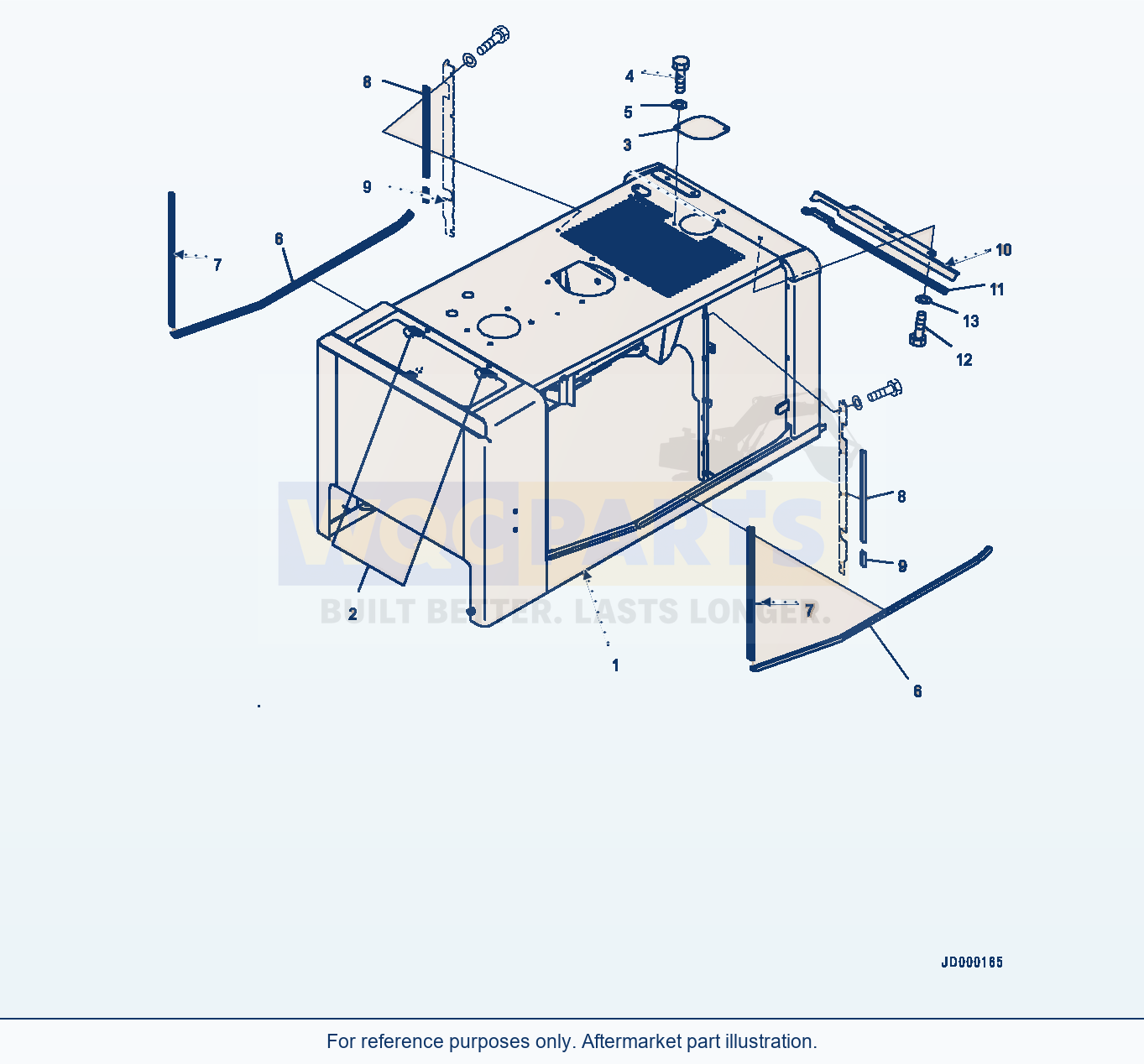 Komatsu WA320-6 Engine Hood, Hood parts diagram
