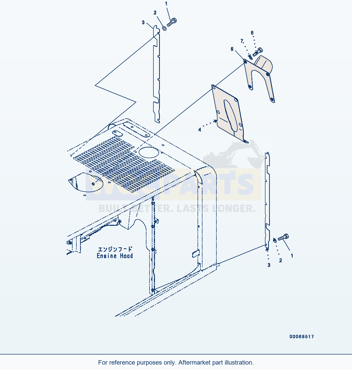Komatsu WA320-6 Engine Hood, Plate parts diagram