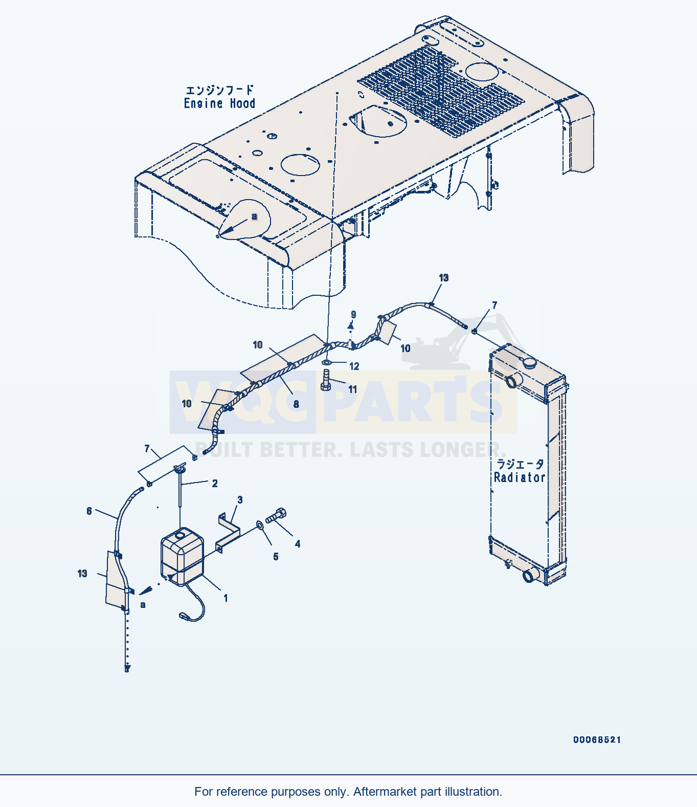 Komatsu WA320-6 Engine Hood, Radiator Piping parts diagram
