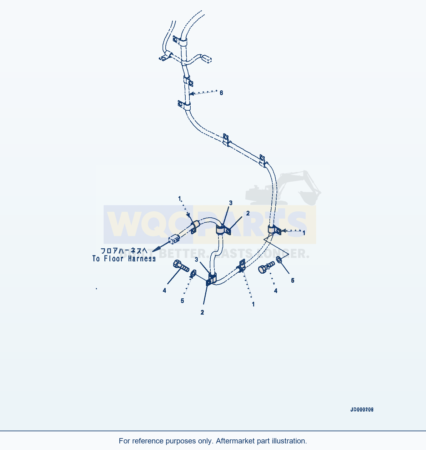 Komatsu WA320-6 Engine Hood, Wiring Harness Clamp parts diagram