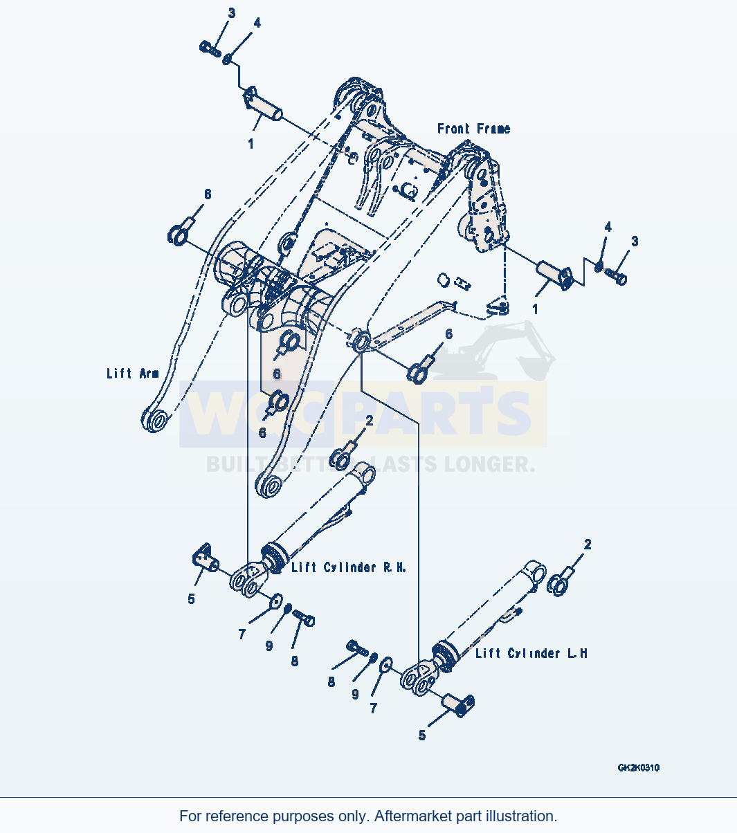 Komatsu WA320-6 Boom Lift Cylinder, Mounting parts diagram