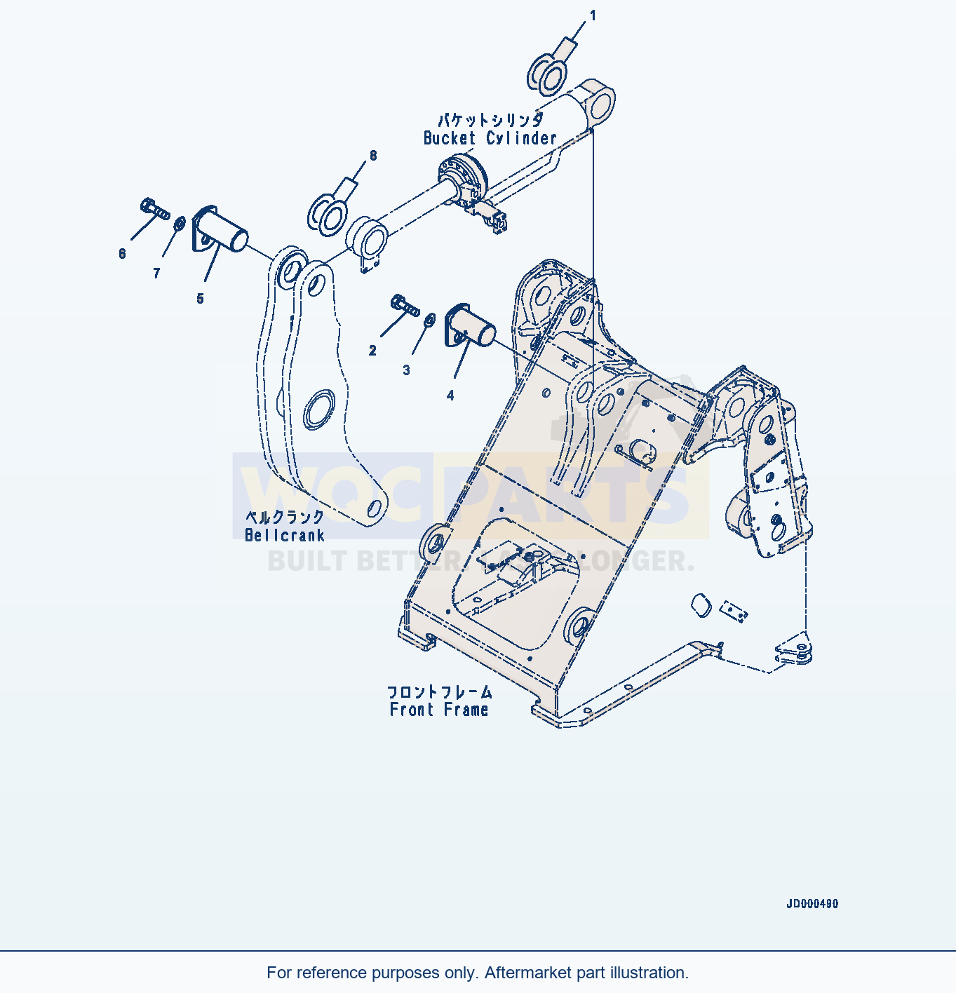 Komatsu WA320-6 Bucket Cylinder, Mounting parts diagram