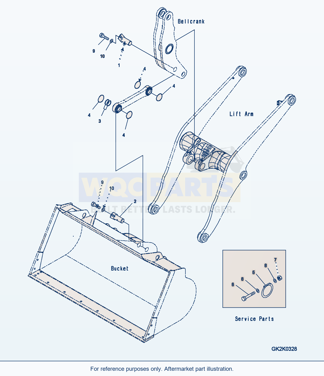 Komatsu WA320-6 Lift Arm And Bellcrank, Mounting parts diagram