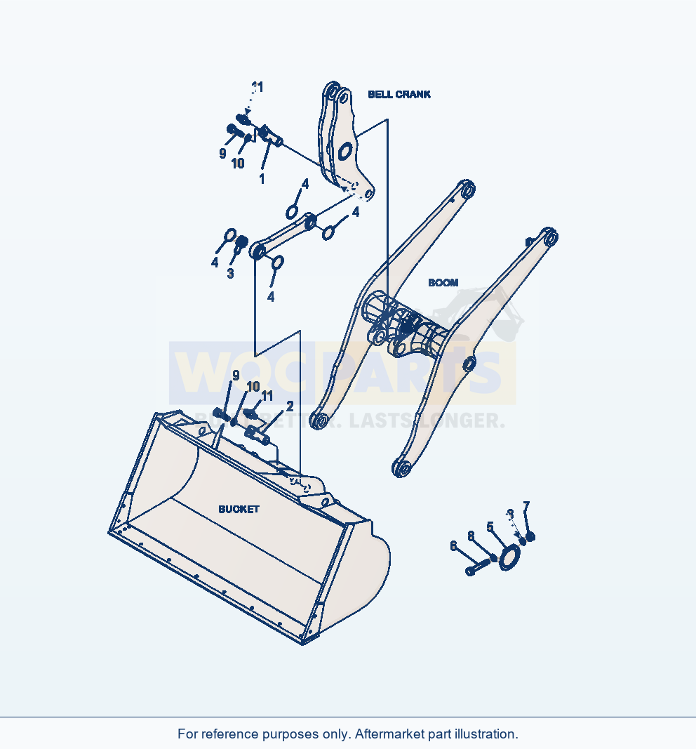 Komatsu WA320-6 Boom And Linkage Bucket Link Mounting parts diagram