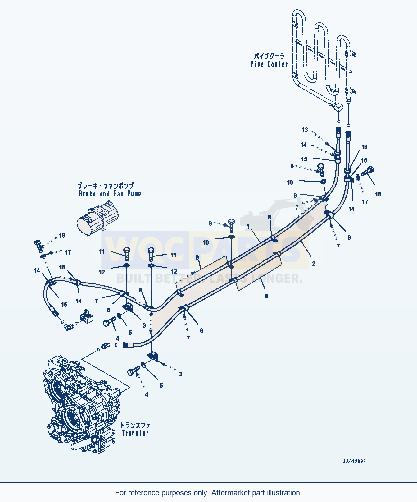 Komatsu WA320-7 Power Train Oil Cooler Piping (#80001-) parts diagram