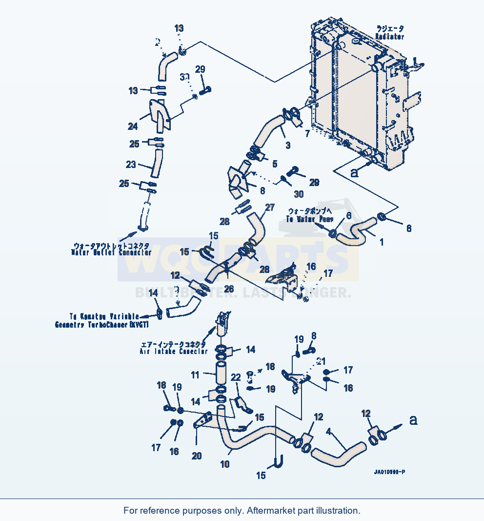 Komatsu WA320-7 Radiator Coolant Piping parts diagram