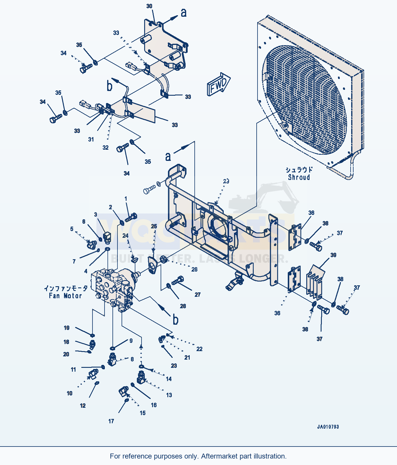 Komatsu WA320-7 Radiator, Fan Motor Related Parts (#80001-) parts diagram